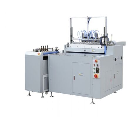 Semi-automatische kaftmachine voor notitieboeken, fotoboeken, mappen, certificaten, hardcovers met gelijktijdige dubbelzijdige omwikkeling, één operator, kleine voetafdruk, ideaal voor digitale nabewerking