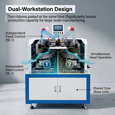 Automatische apparatuur voor het bevestigen van certificaatlinten met verstelbare maat en lintbreedtebereik